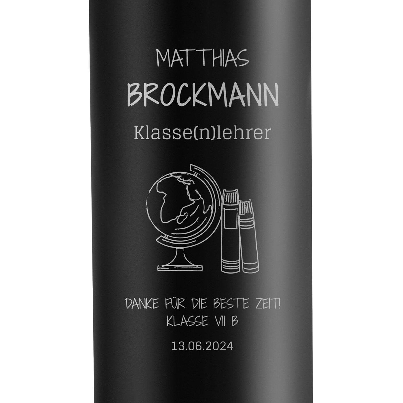 Auslaufsicherer Thermobecher mit Gravur 400 ml für einen Lehrer, Klassenlehrer