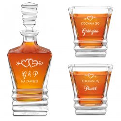 Geometric Whisky Karaffe mit 2 Gläsern und Gravur für ein Paar zum Jubiläum zur Hochzeit