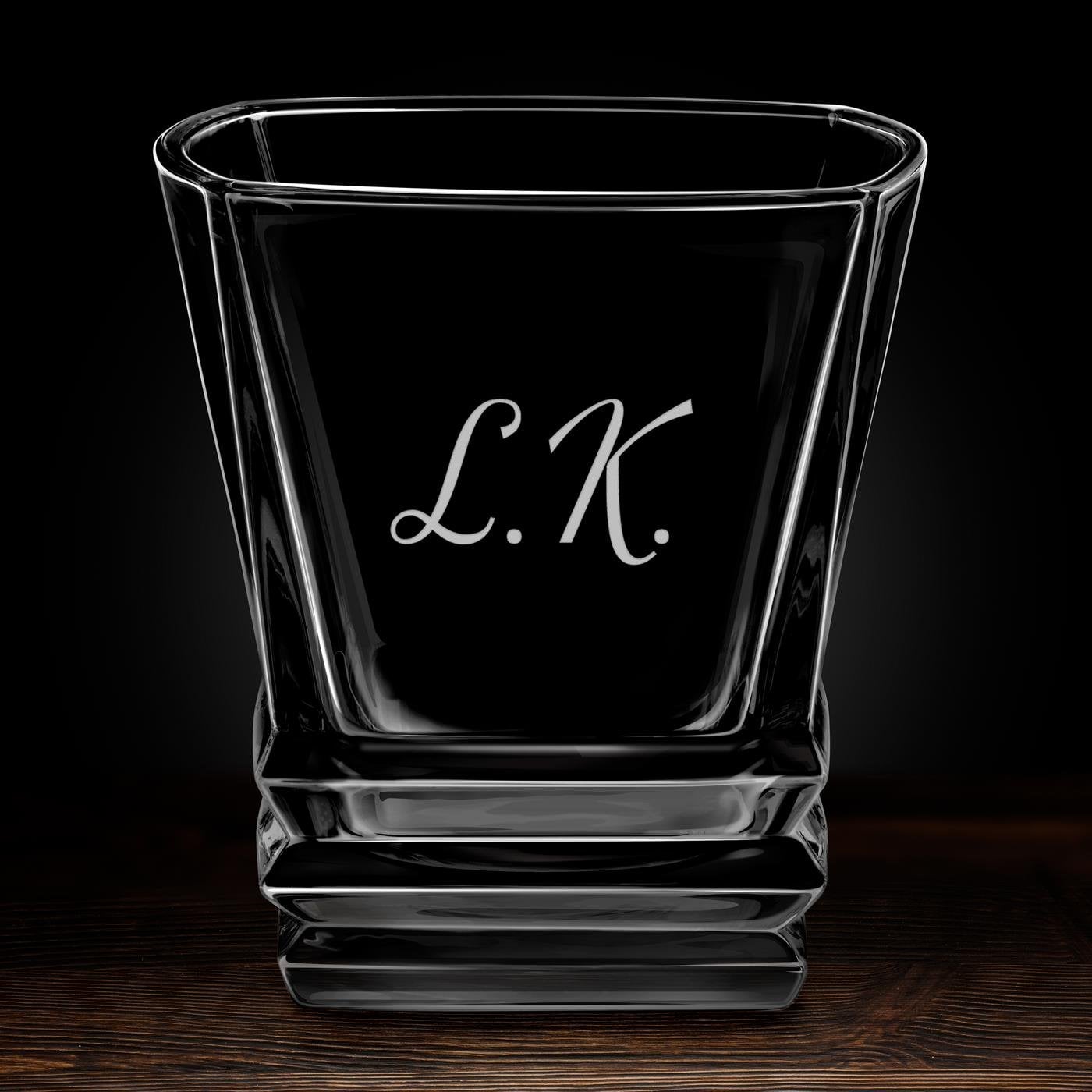 Geometric 6er Whisky Gläser Set mit eingravierten Initialen für einen Gentleman