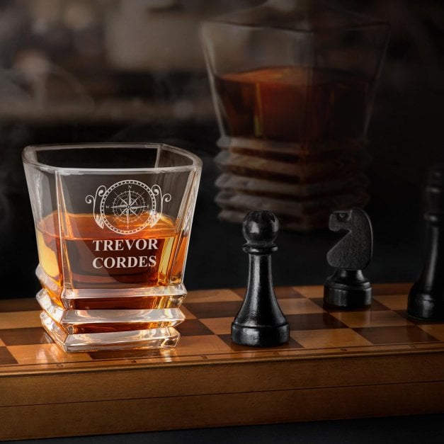 Geometric 6er Whisky Gläser Set mit Gravur für einen Reisenden