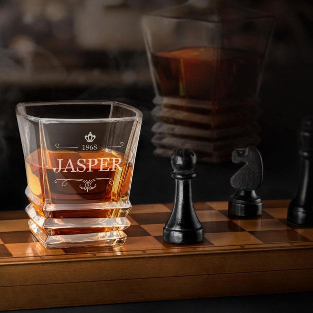 Geometric 6er Whisky Gläser Set mit Gravur für ihn zur Geburtstagsfeier