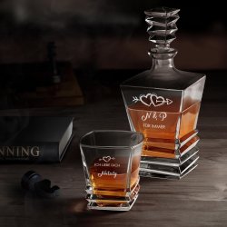 Geometric Whisky Karaffe mit 2 Gläsern und Gravur für ein Paar zum Jubiläum zur Hochzeit