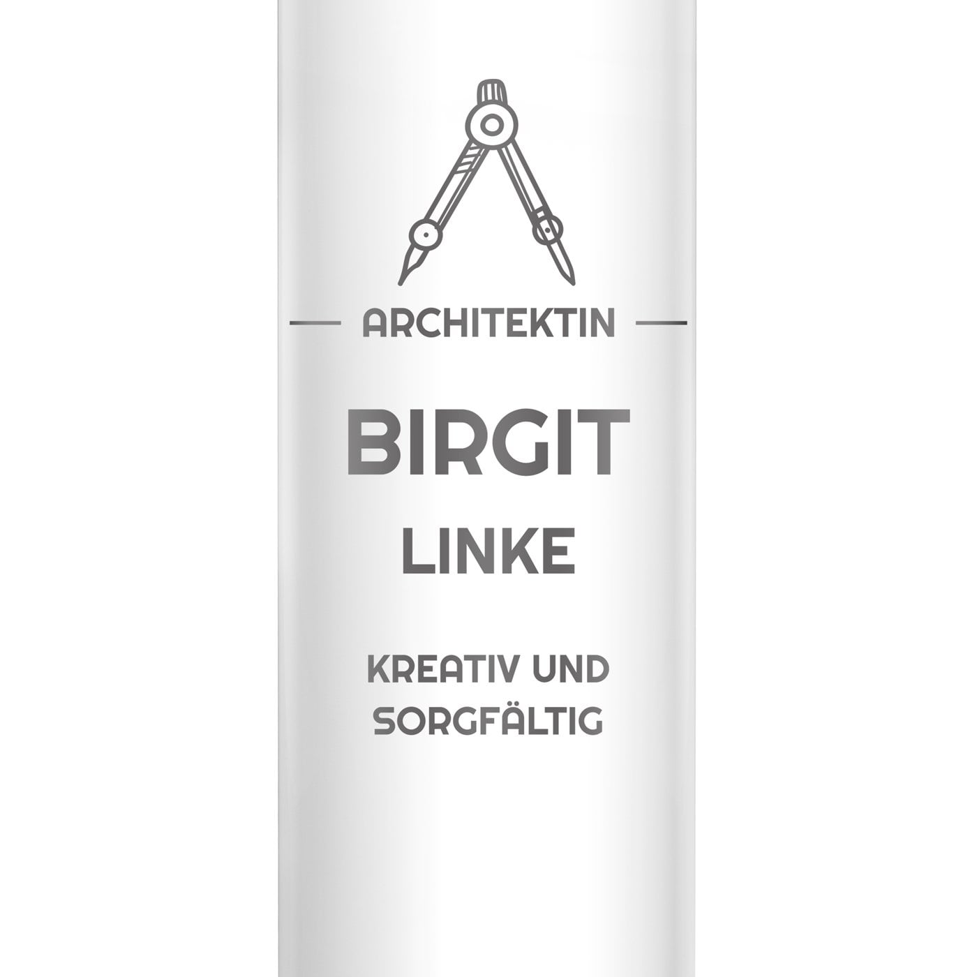 Weiße auslaufsichere Thermosflasche mit Gravur 400 ml für eine Architektin, Designerin, Ingenieurin
