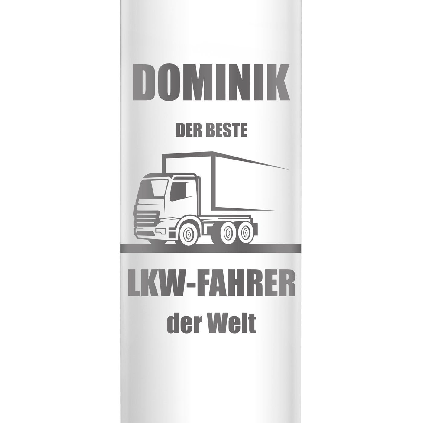 Weiße auslaufsichere Thermosflasche mit Gravur 400 ml für einen Berufskraftfahrer zum Geburtstag