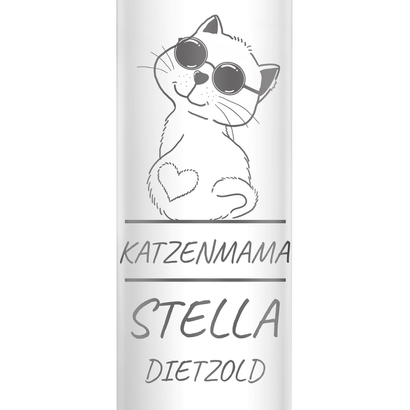 Weiße auslaufsichere Thermosflasche mit Gravur 400 ml für eine Katzenlady