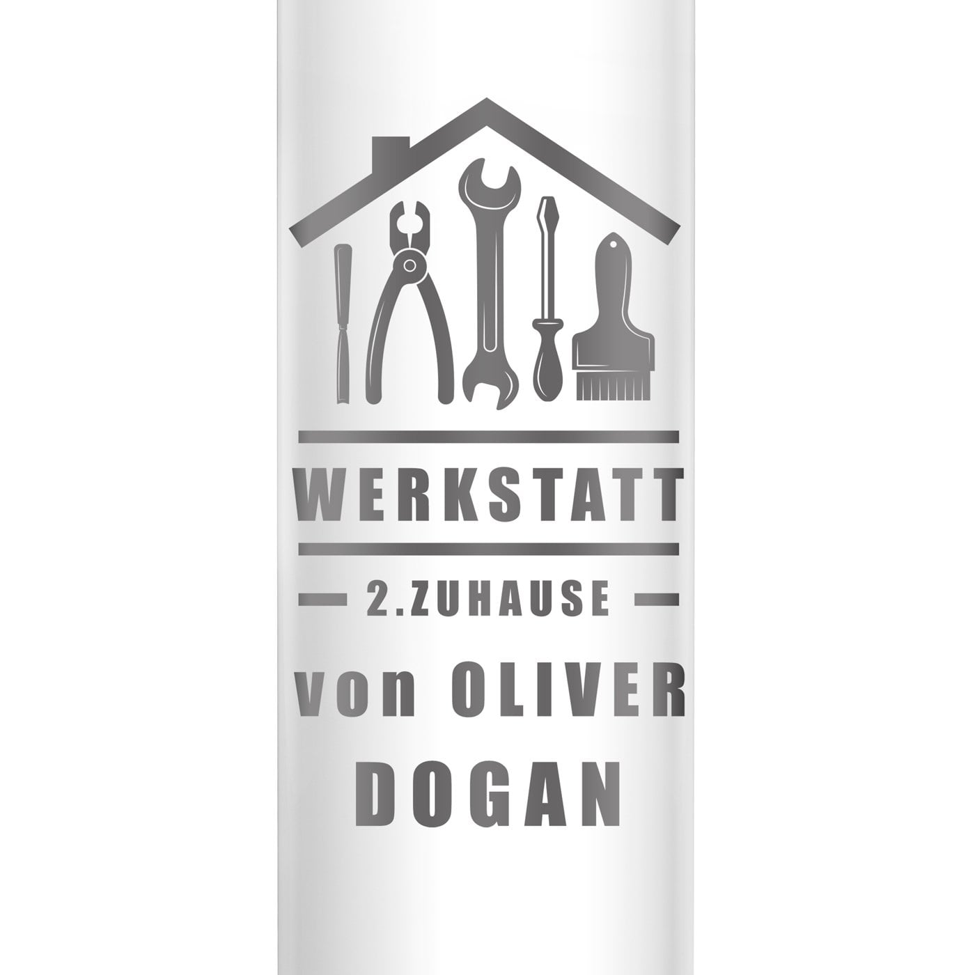Weiße auslaufsichere Thermosflasche mit Gravur 400 ml für einen Heimwerker, Mechaniker zum Geburtstag