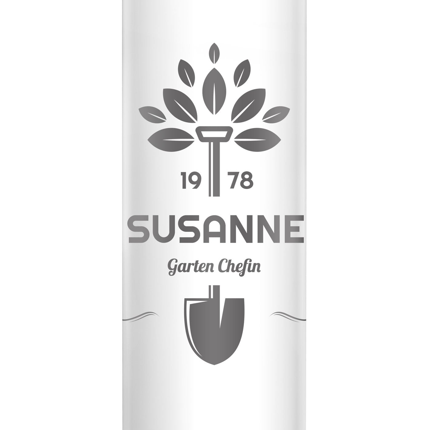 Weiße auslaufsichere Thermosflasche mit Gravur 400 ml für sie eine Gärtnerin zum Geburtstag