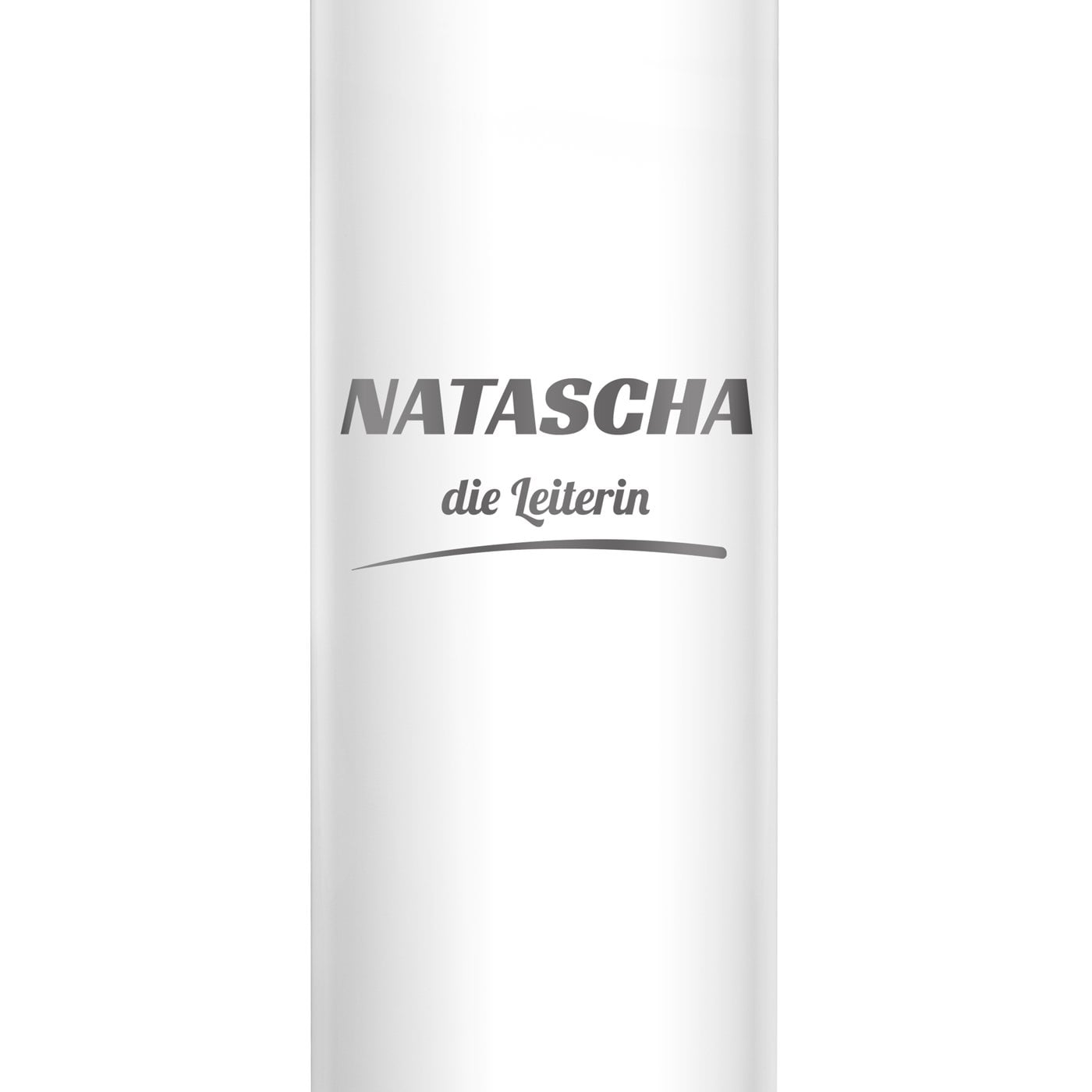 Weiße auslaufsichere Thermosflasche mit Gravur 400 ml für eine Erfolgfrau zum Geburtstag zur Beförderung