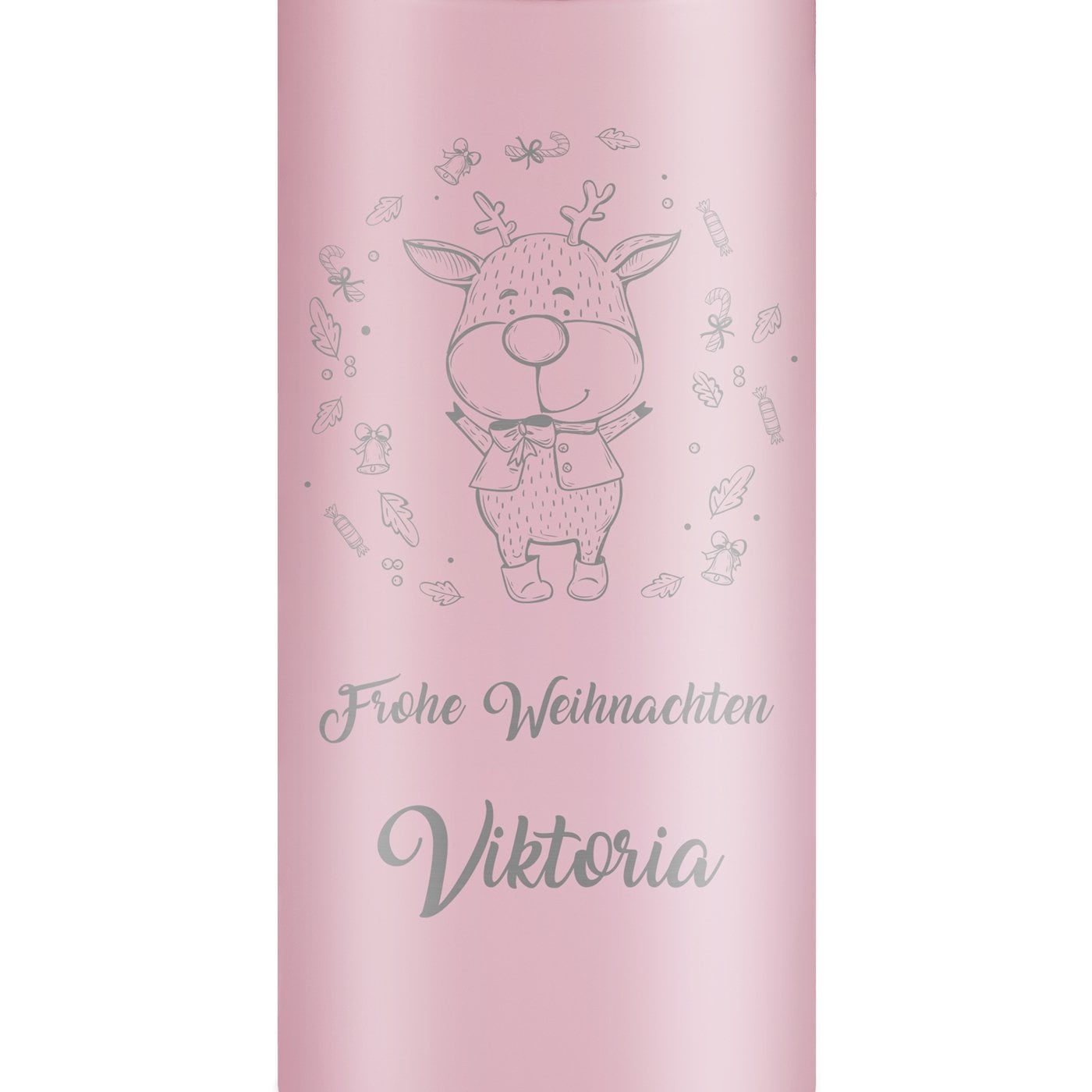 Rosa Reisebecher mit Gravur und LED-Touch-Anzeige für sie zu Weihnachtsabend