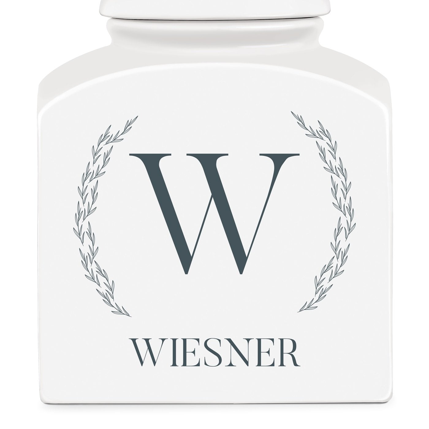 Weiße Keramikdose mit Aufdruck für ein Paar zur Hochzeit zum Hochzeitstag zum Einzug