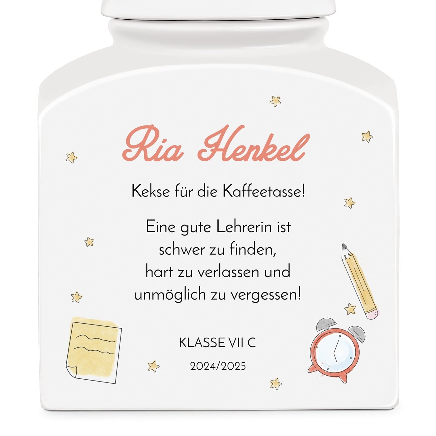 Weiße Keramikdose mit Aufdruck für Ihre Klassenlehrerin Lektorin Tutorin