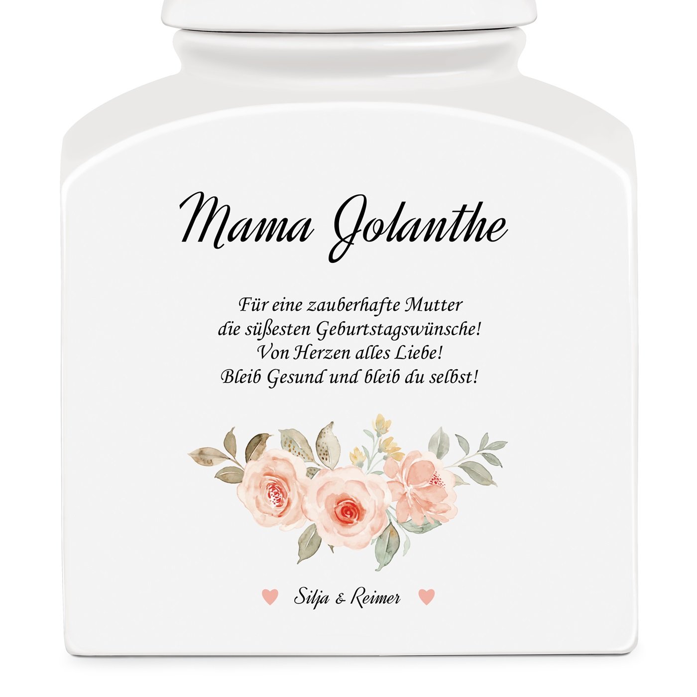 Weiße Keramikdose mit Aufdruck für Ihre Mutter zum Muttertag