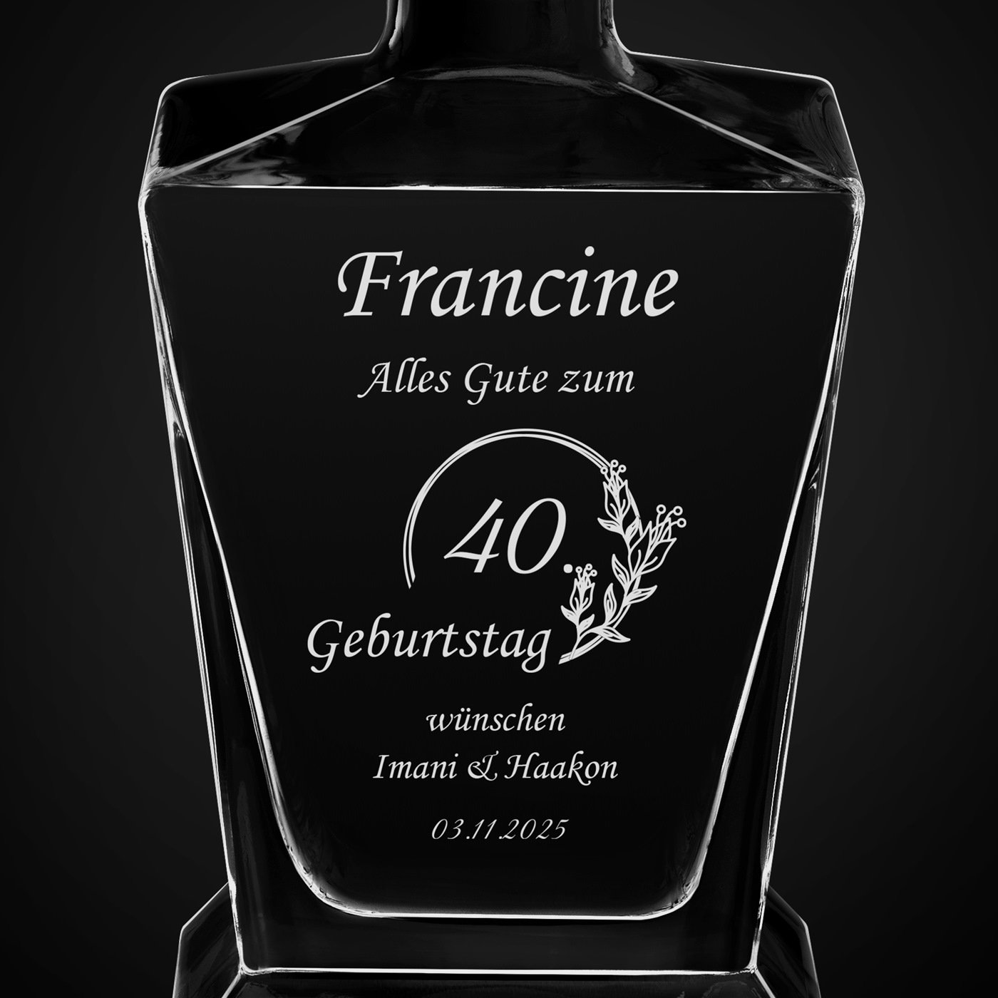 Pyramid Whisky Karaffe mit Gravur für sie zum 40. Geburtstag