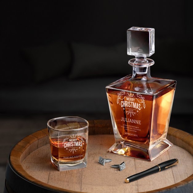 Pyramid Whisky Karaffe mit 6 Gläsern und Gravur für sie zu Weihnachten