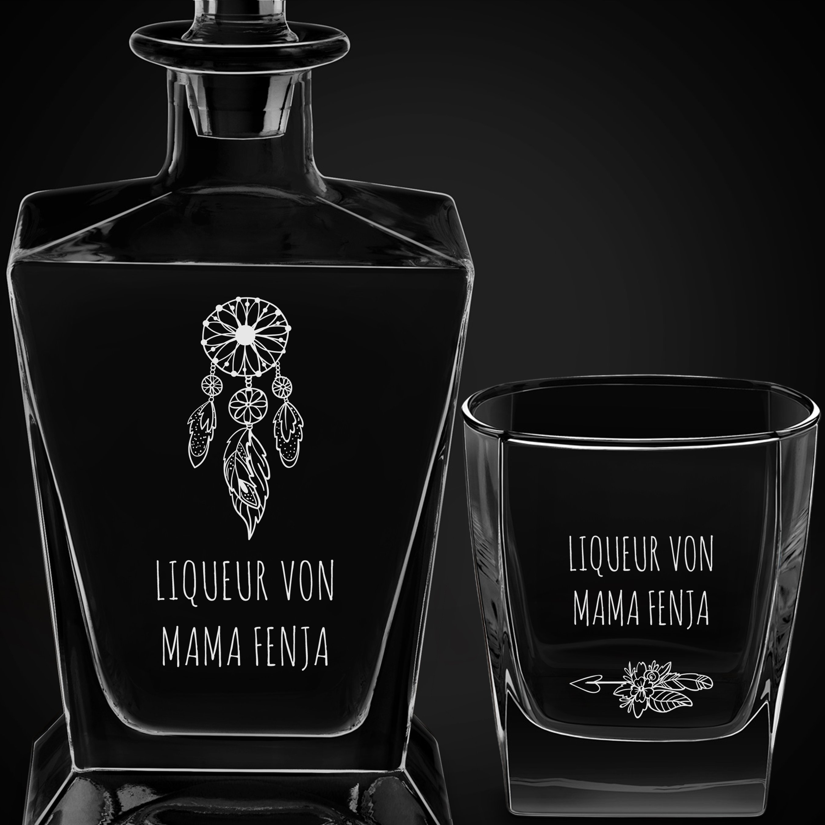 Pyramid Whisky Karaffe mit 6 Gläsern und Gravur für Ihre Mama