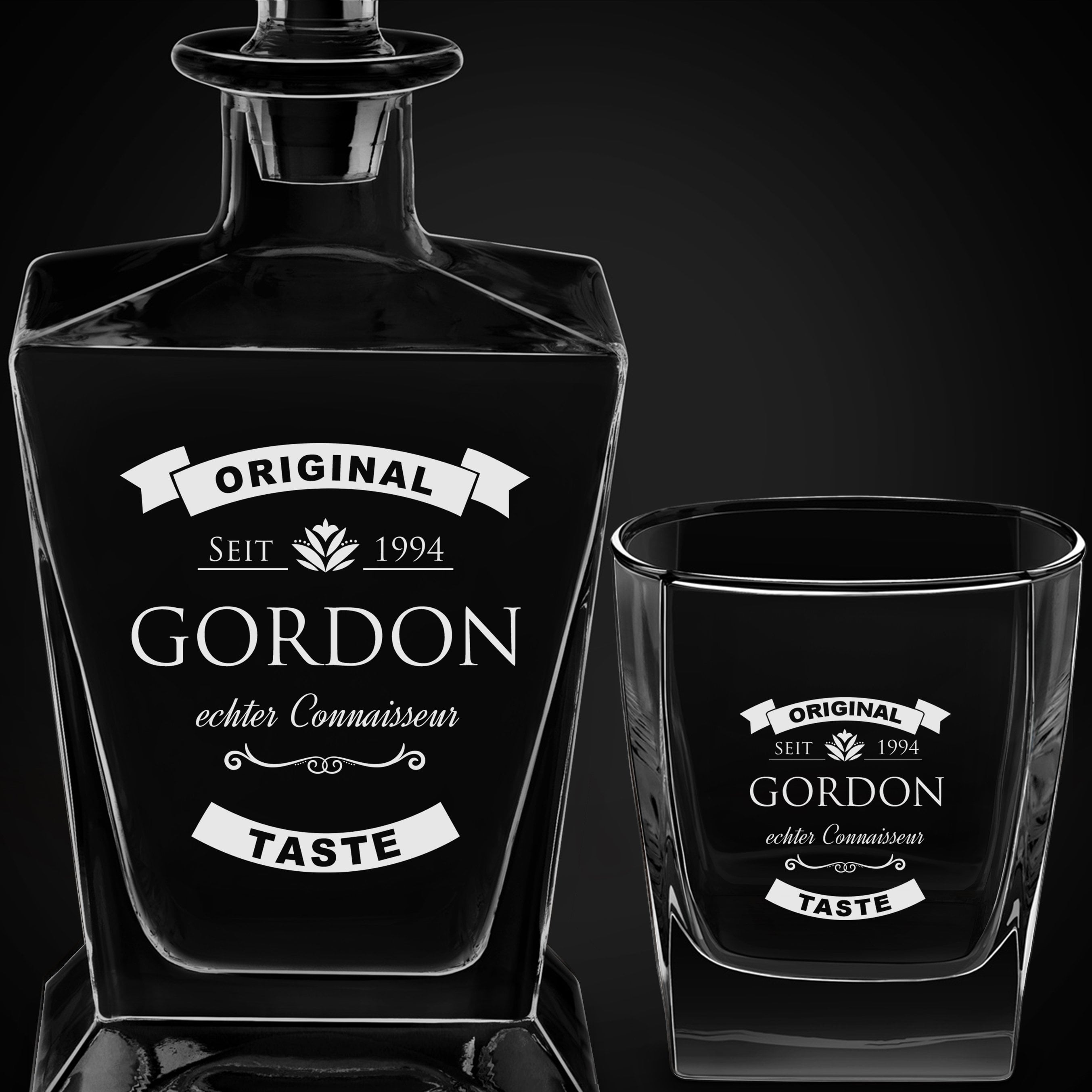 Pyramid Whisky Karaffe mit 2 Gläsern und Gravur für einen Whiskyliebhaber zum Geburtstag