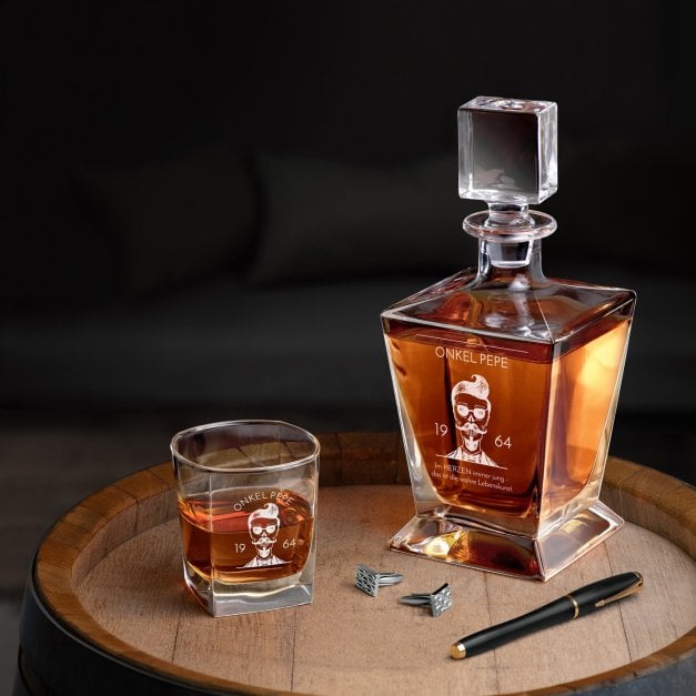 Pyramid Whisky Karaffe mit 2 Gläsern und Gravur für Ihren Onkel zum Geburtstag