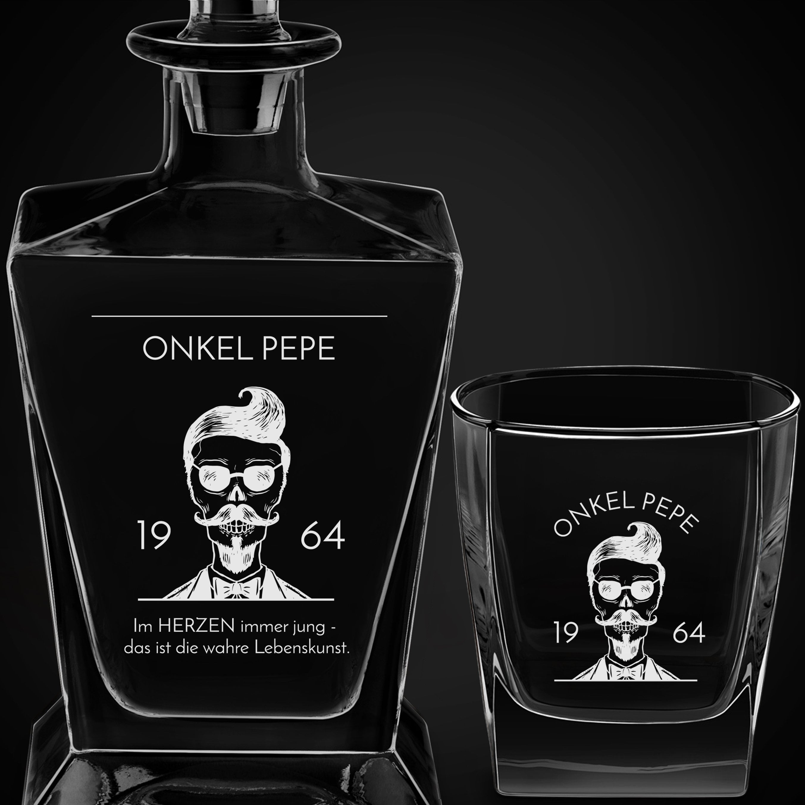 Pyramid Whisky Karaffe mit 2 Gläsern und Gravur für Ihren Onkel zum Geburtstag