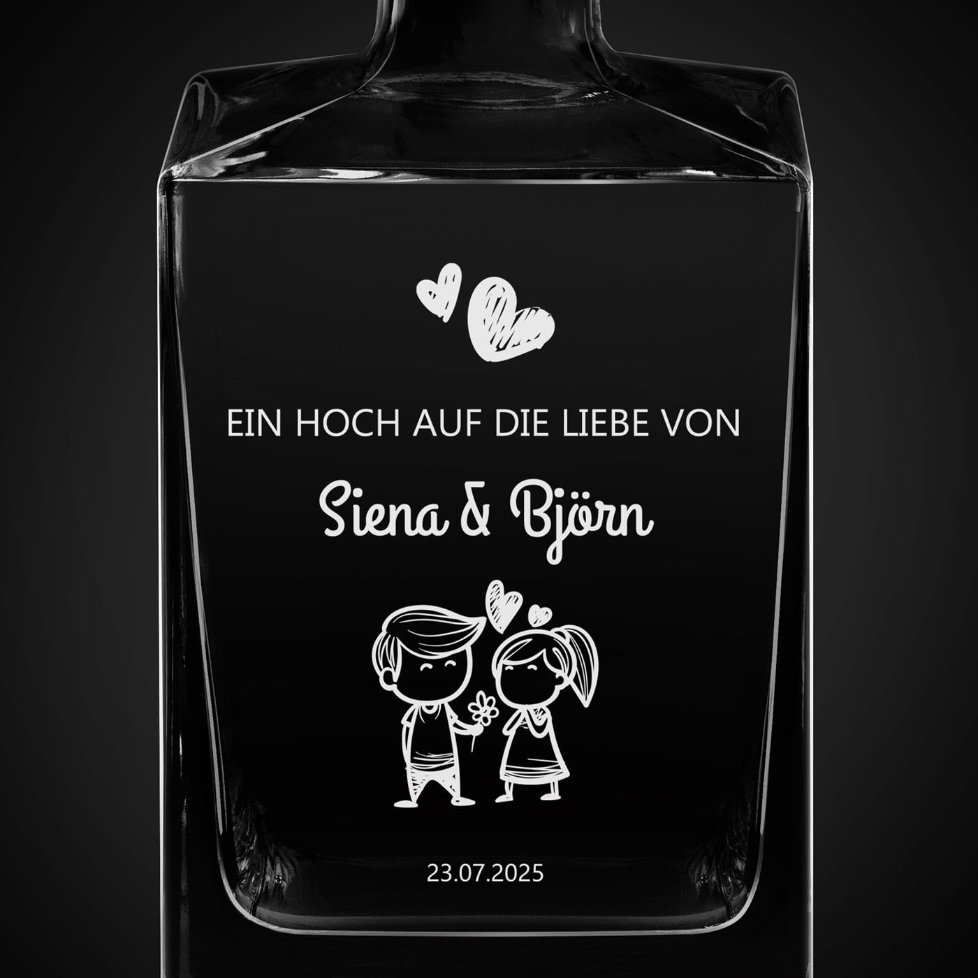 Cube Whisky Karaffe mit Gravur für ein Paar zur Einweihungsparty, Hochzeit oder zum Hochzeitsjubiläum