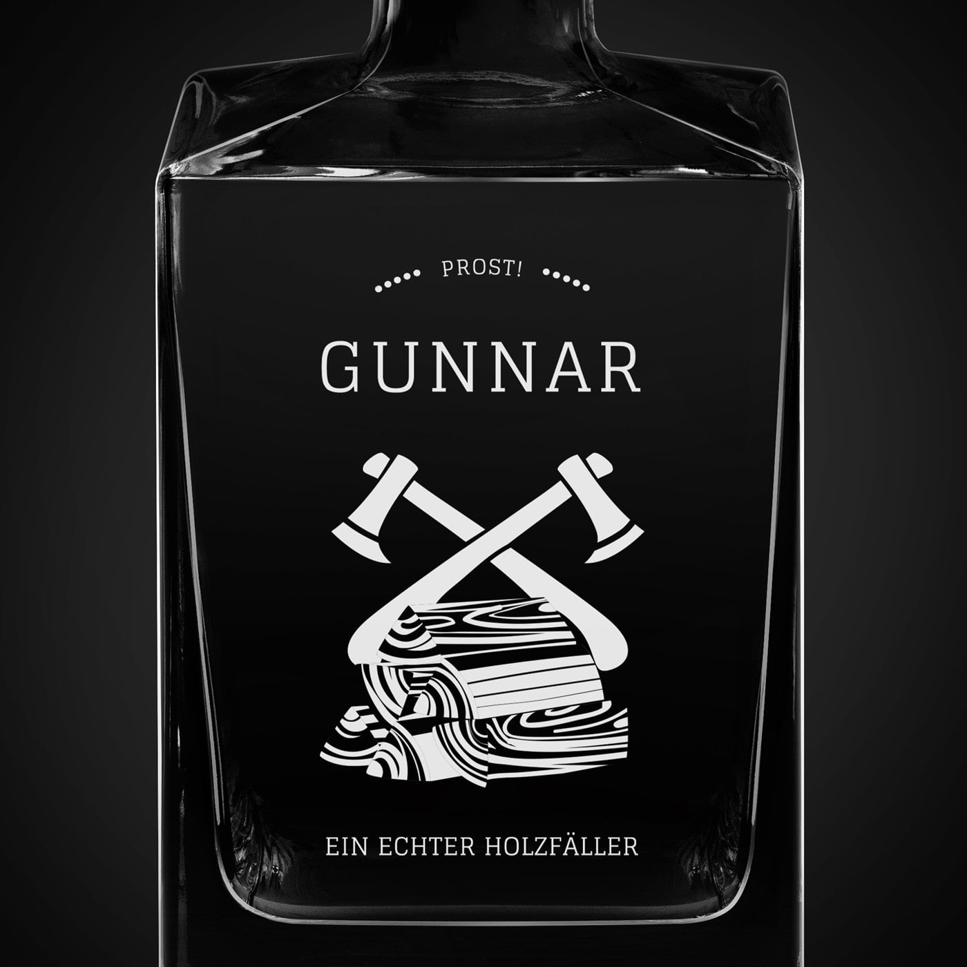 Cube Whisky Karaffe mit Gravur für einen echten Holzfäller zum Jubiläum