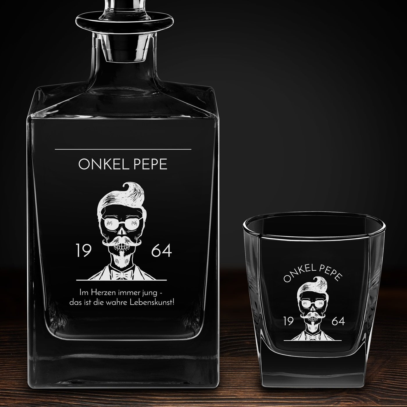 Cube Whisky Karaffe mit 2 Gläsern und Gravur für ihn zum Geburtstag