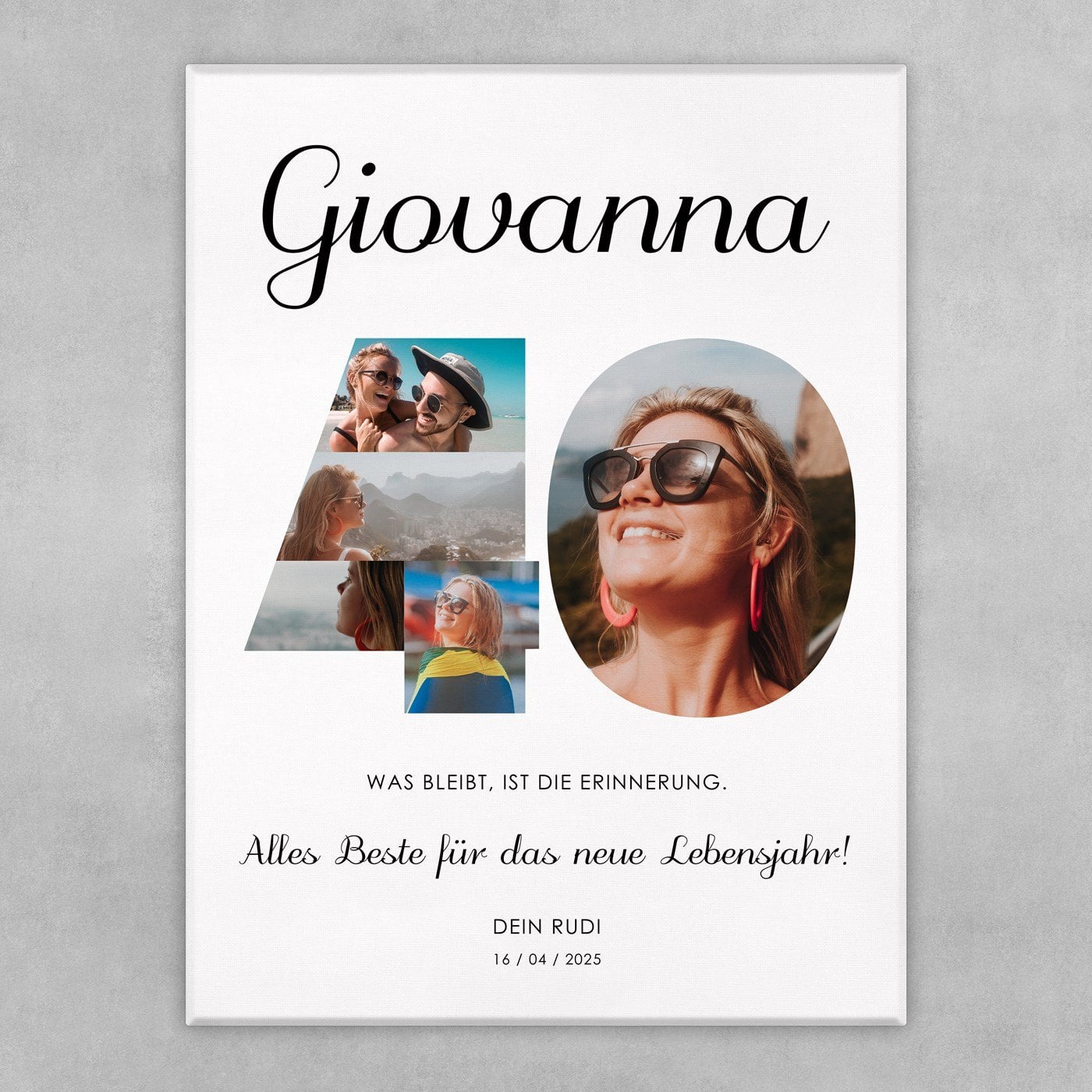 Fotoleinwand mit Aufdruck von eigenen Fotos für sie zum 40. Geburtstag