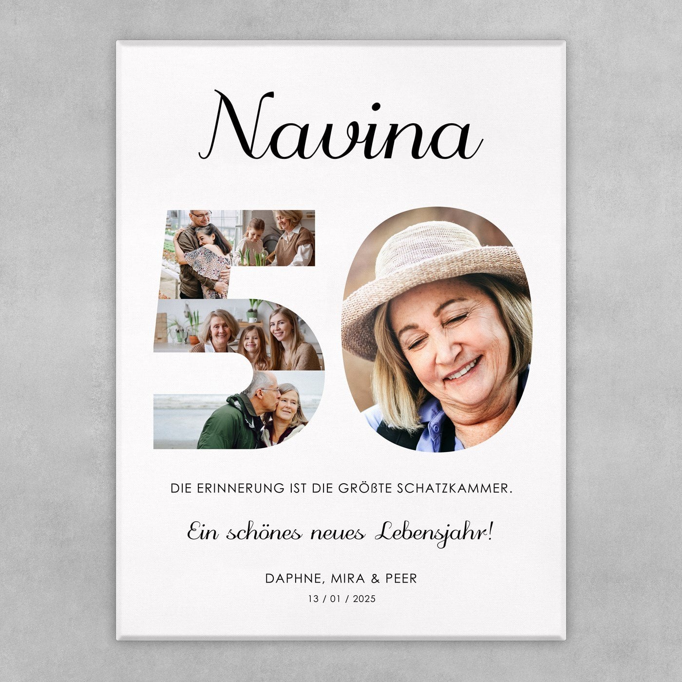 Fotoleinwand mit Aufdruck von eigenen Fotos für sie zum 50. Geburtstag