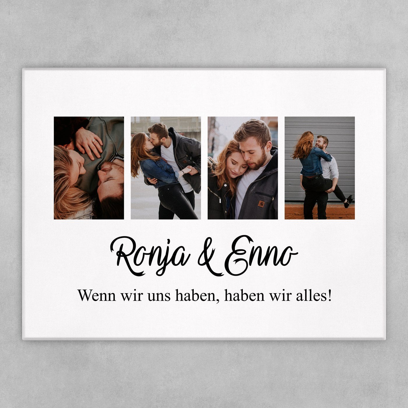 Fotoleinwand mit Aufdruck von eigenen Fotos für ein Paar zur Verlobung Hochzeit zum Einzug