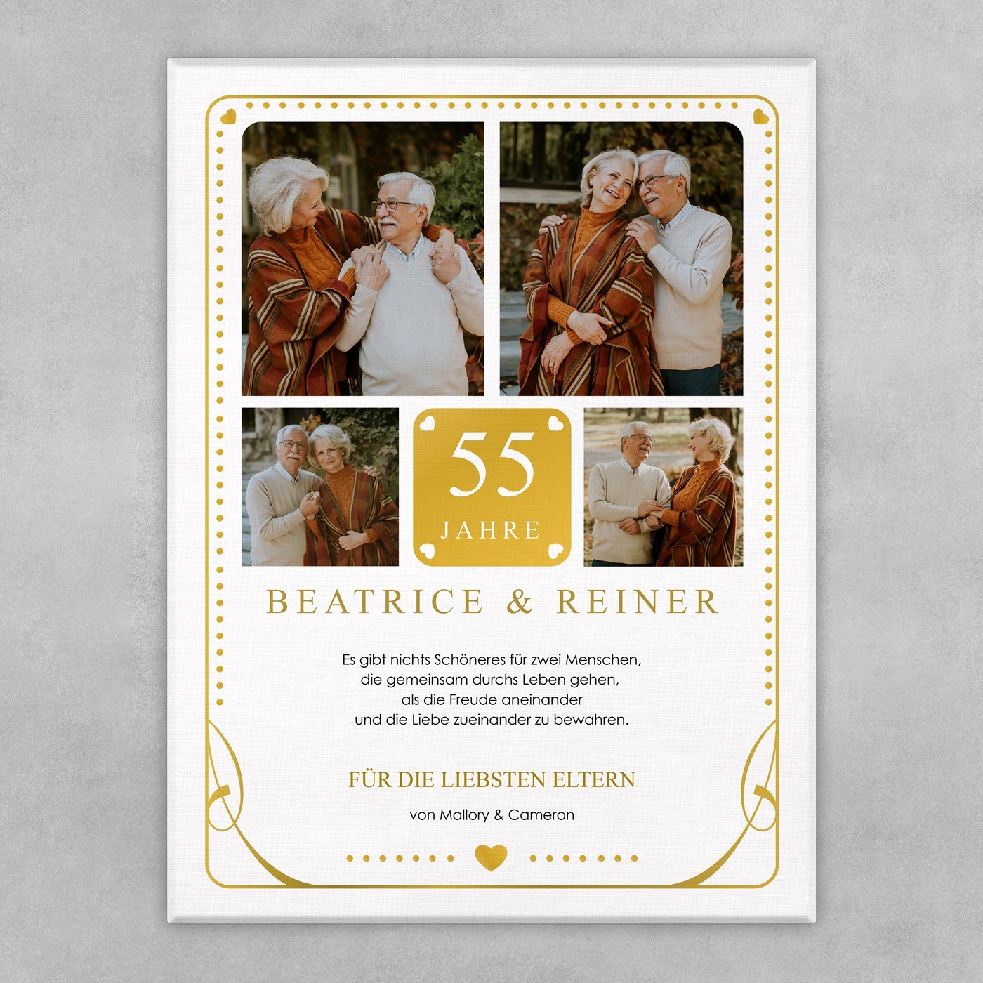 Fotoleinwand mit Aufdruck von eigenen Fotos für ein Paar zum 55. Hochzeitstag