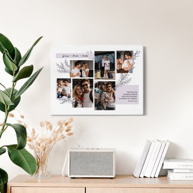 Fotoleinwand mit Aufdruck von eigenen Fotos für ein Liebespaar zum Jahrestag Valentinstag zur Hochzeit