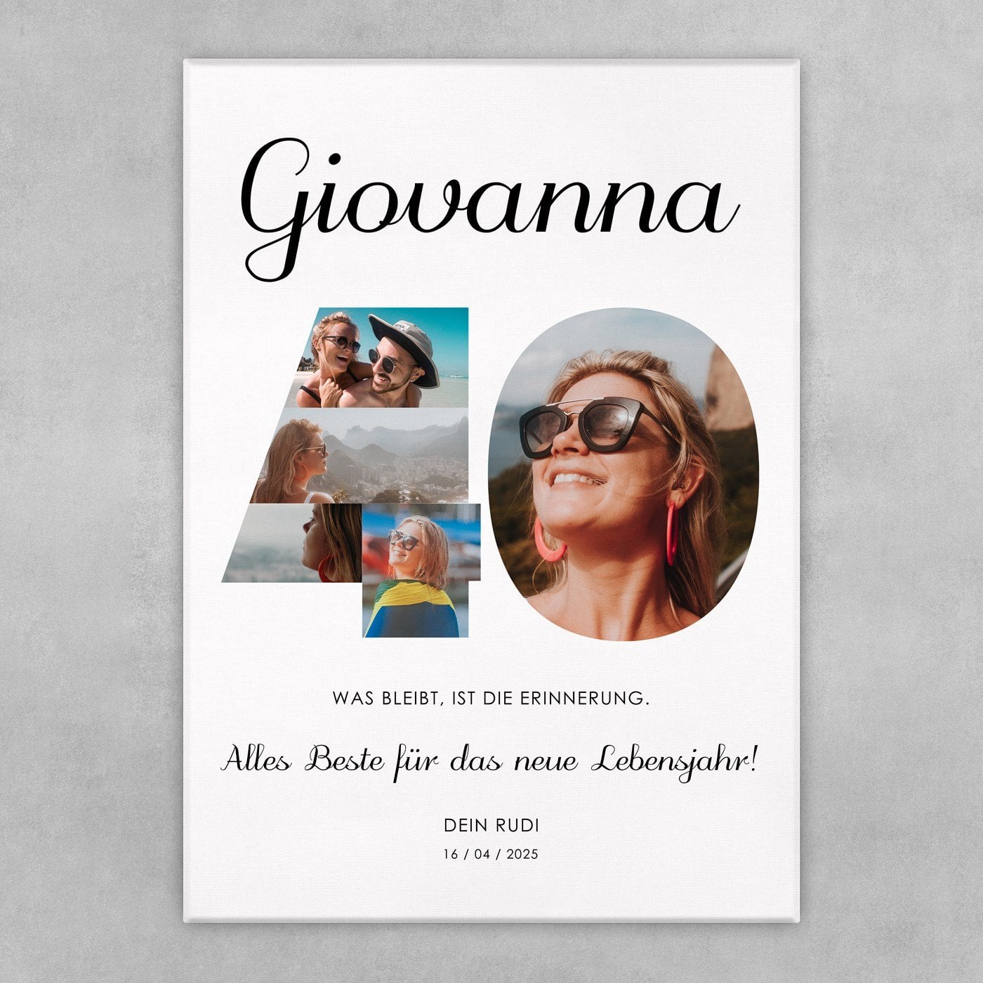 Wandbildcollage mit Aufdruck von eigenen Fotos für sie zum 40. Geburtstag