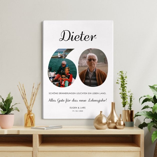 Wandbildcollage mit Aufdruck von eigenen Fotos für ihn zum 60. Geburtstag