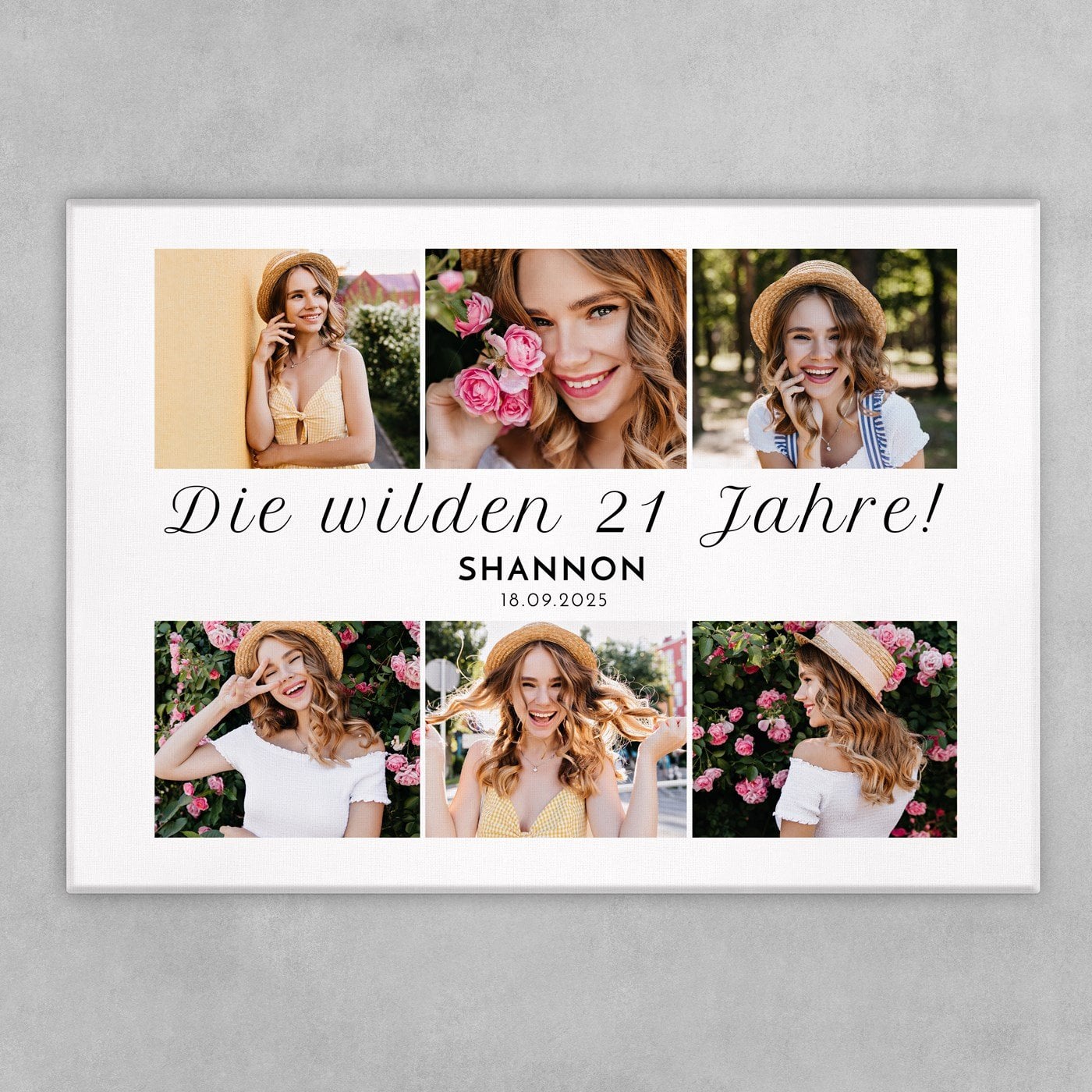 Wandbildcollage mit Aufdruck von eigenen Fotos für sie zum 21. Geburtstag
