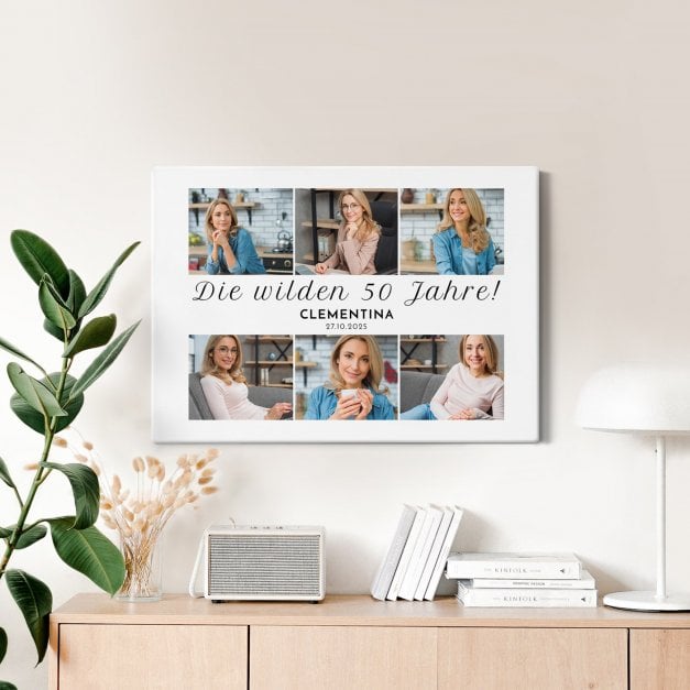 Wandbildcollage mit Aufdruck von eigenen Fotos für sie zum 50. Geburtstag Jahrestag