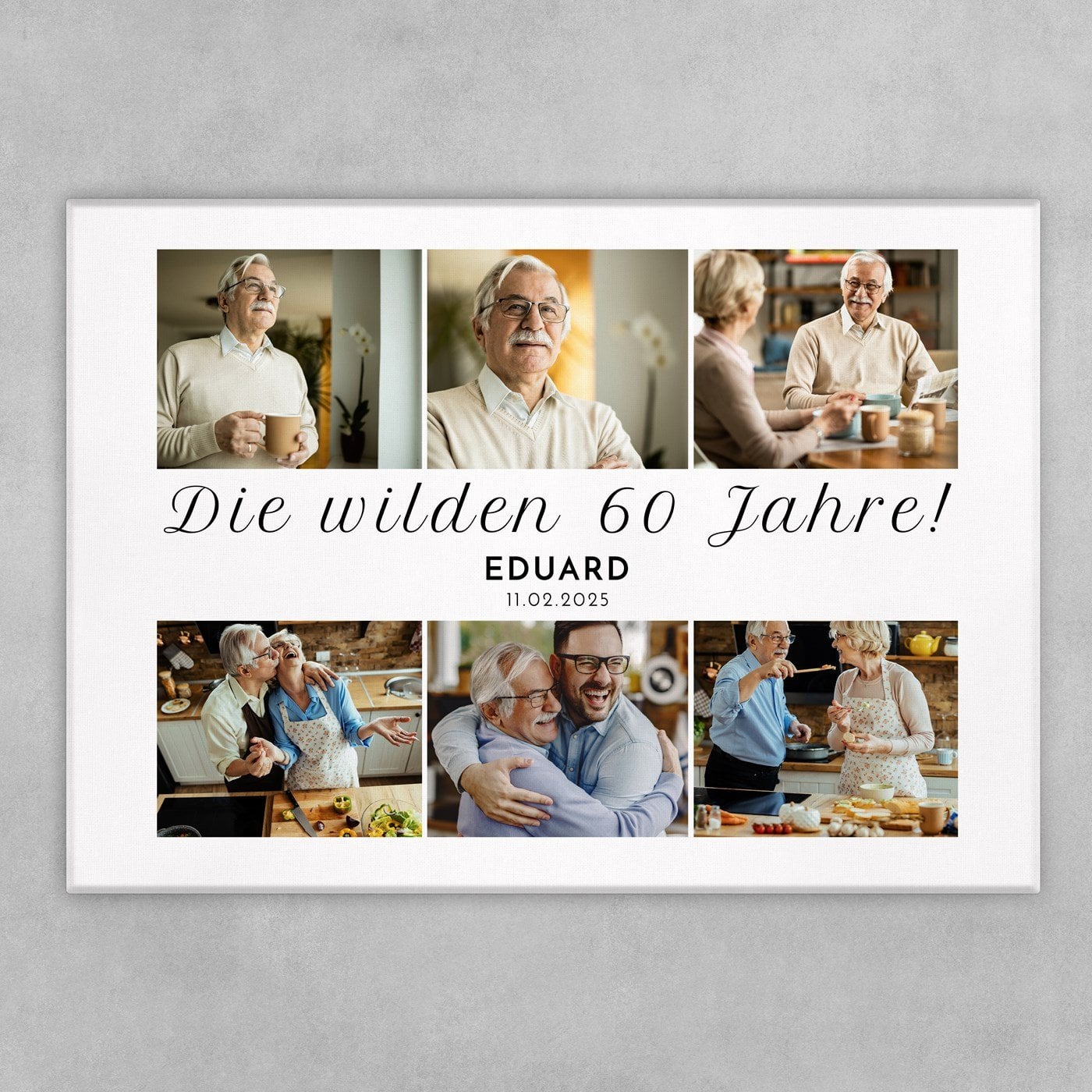 Wandbildcollage mit Aufdruck von eigenen Fotos für ihn zum 60. Geburtstag Jahrestag