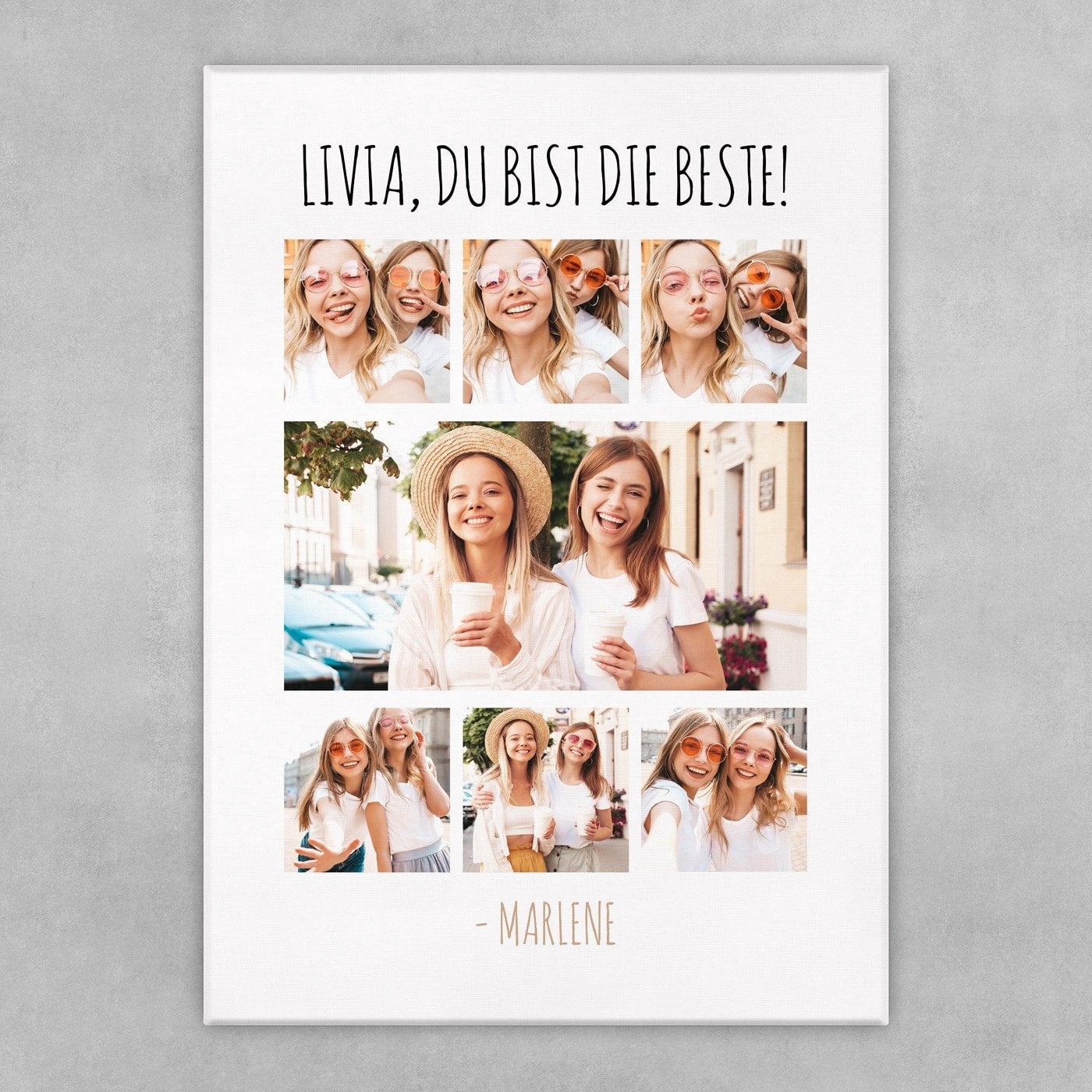 Wandbildcollage mit Aufdruck von eigenen Fotos für Ihre Freundin zum Geburtstag