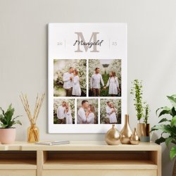 Wandbildcollage mit Aufdruck von eigenen Fotos für ein Paar zur Hochzeit zum Hochzeitstag Einzug