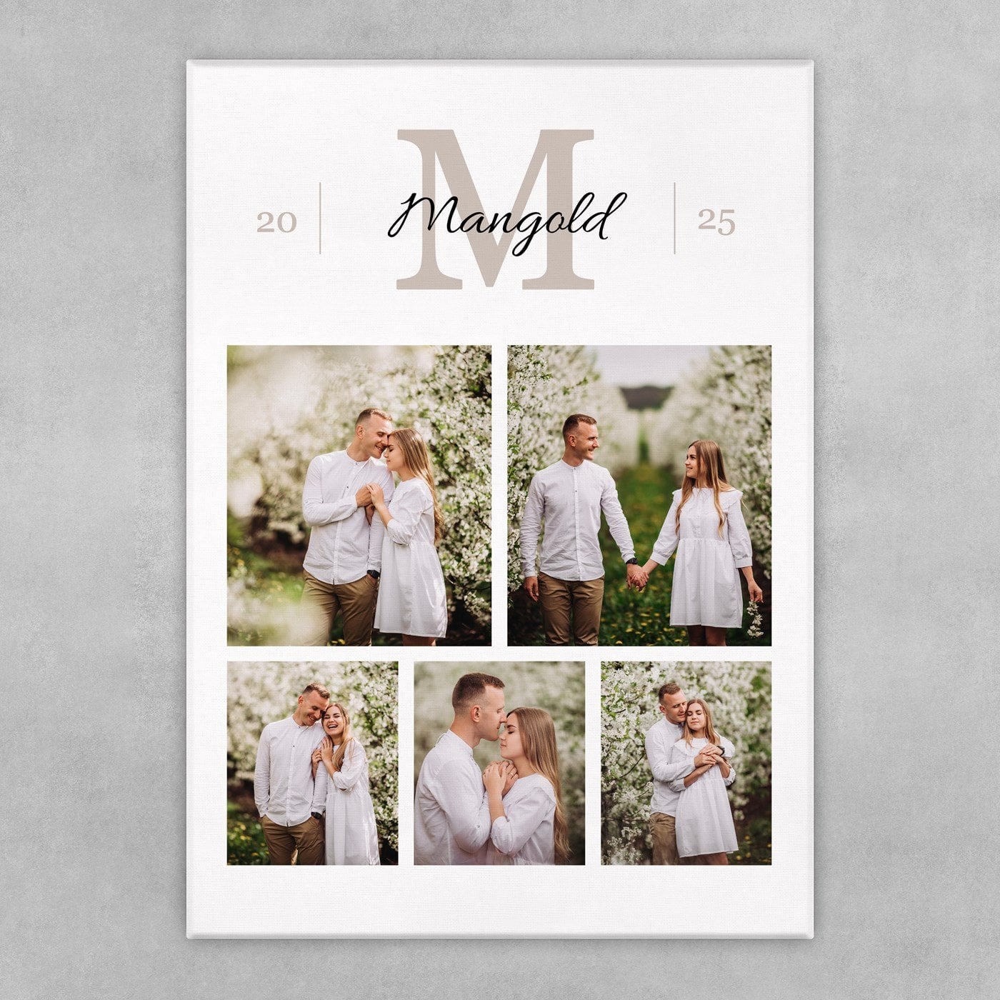 Wandbildcollage mit Aufdruck von eigenen Fotos für ein Paar zur Hochzeit zum Hochzeitstag Einzug
