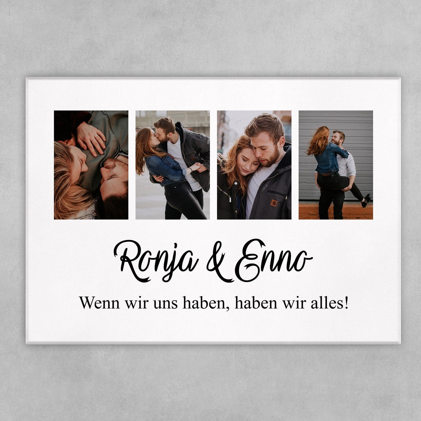 Wandbildcollage mit Aufdruck von eigenen Fotos für ein Paar zur Verlobung Hochzeit zum Einzug