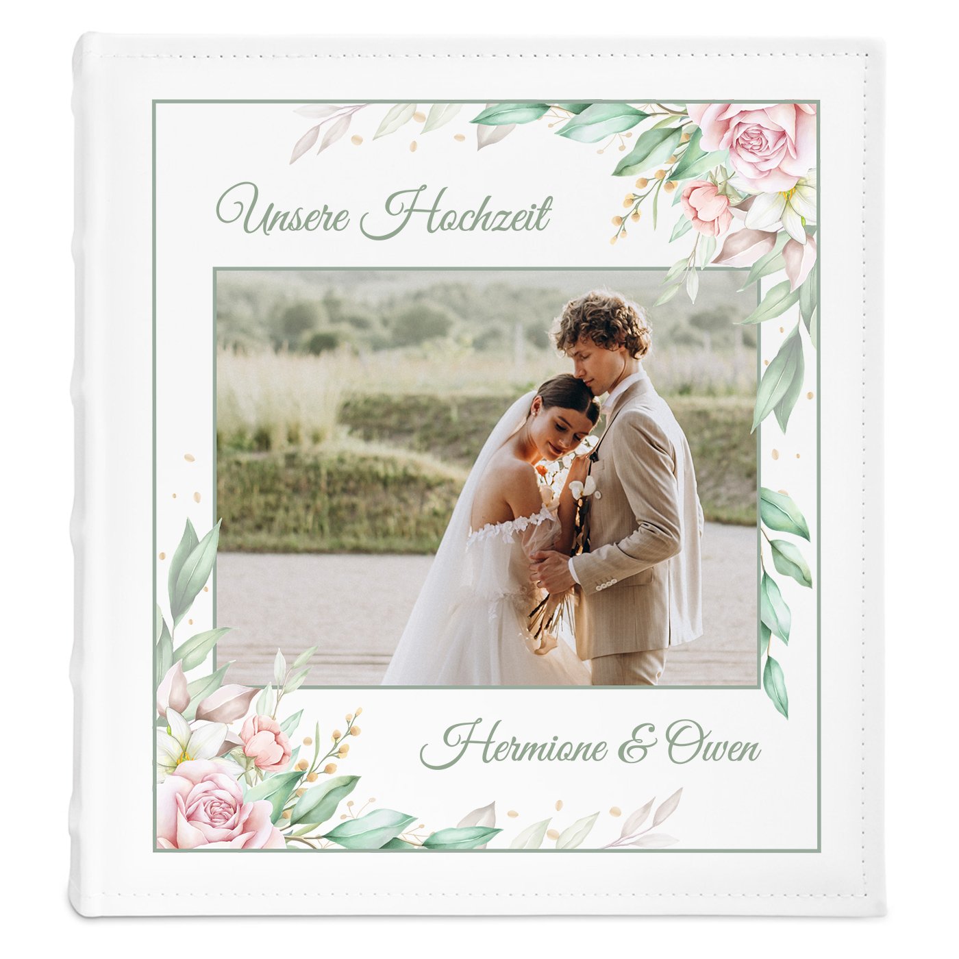 Fotoalbum zum Einkleben mit Aufdruck und eigenem Cover-Foto für ein Brautpaar zur Hochzeit