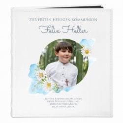 Fotoalbum zum Einkleben mit Aufdruck und eigenem Cover-Foto für einen Jungen zur Erstommunion 