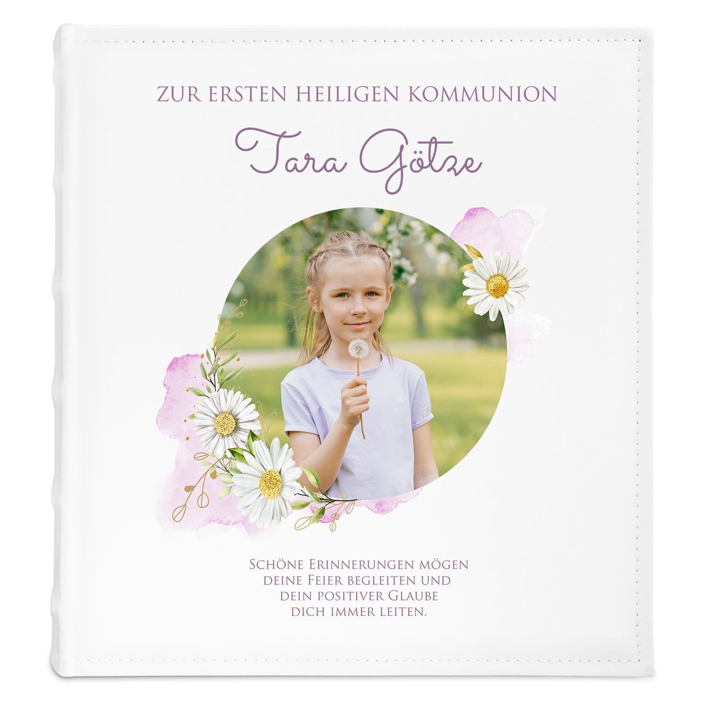 Fotoalbum zum Einkleben mit Aufdruck und eigenem Cover-Foto für ein Mädchen zur Erstkommunion