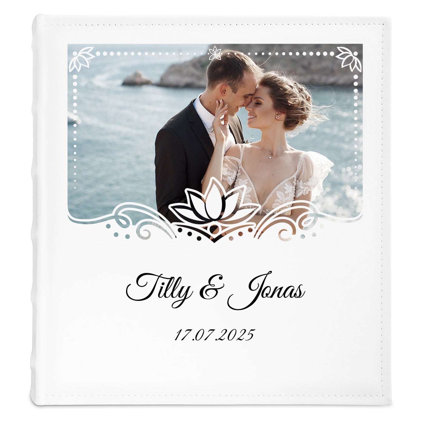 Fotoalbum zum Einkleben mit Aufdruck und eigenem Cover-Foto für ein Paar zur Hochzeit, zum Hochzeitstag