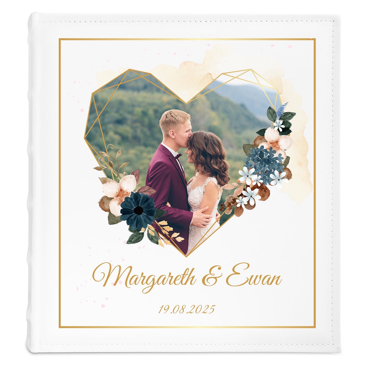 Fotoalbum zum Einkleben mit Aufdruck und eigenem Cover-Foto für ein Paar zur Hochzeit, zum Jubiläum