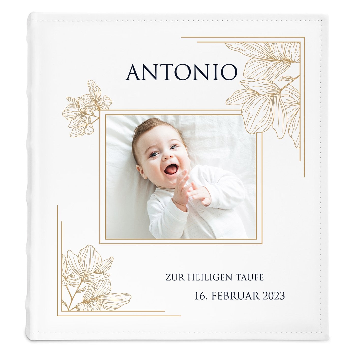 Fotoalbum zum Einkleben mit Aufdruck und eigenem Cover-Foto für einen Jungen zur heiligen Taufe