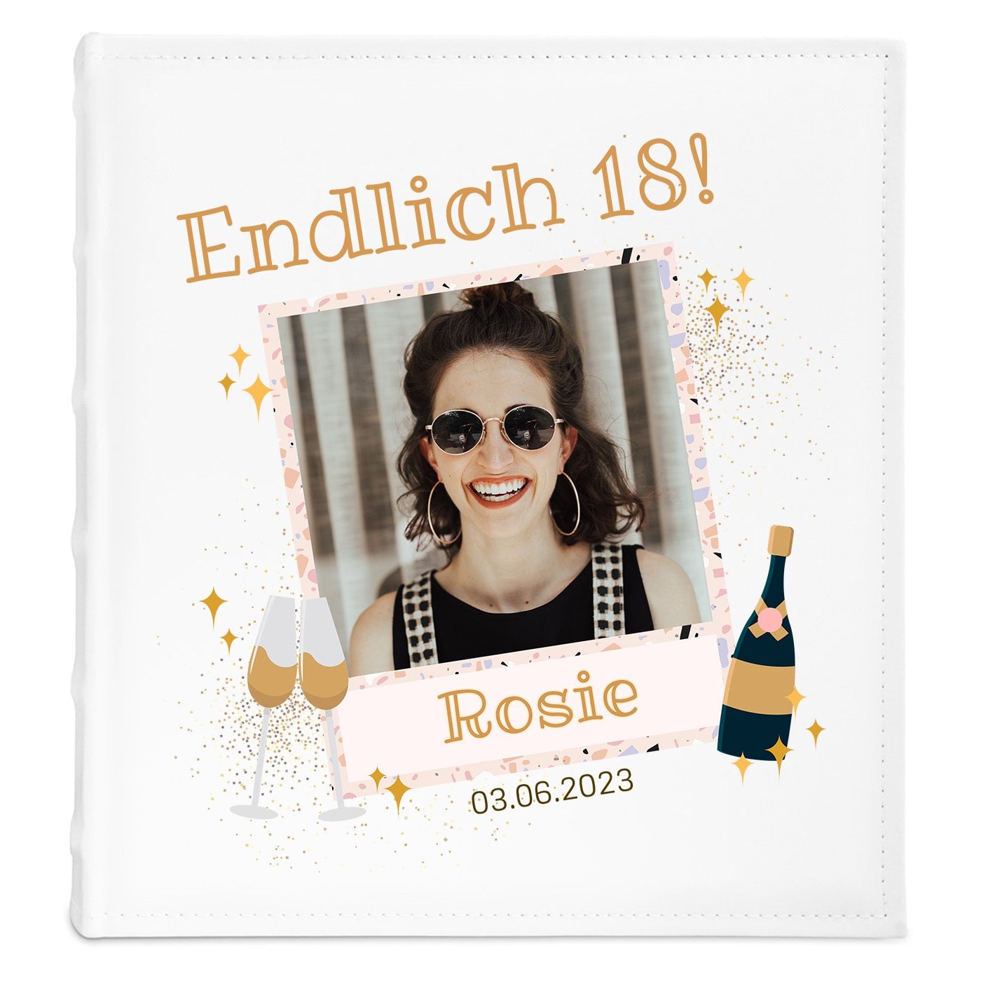 Fotoalbum zum Einkleben mit Aufdruck und eigenem Cover-Foto für sie zum 18. Geburtstag