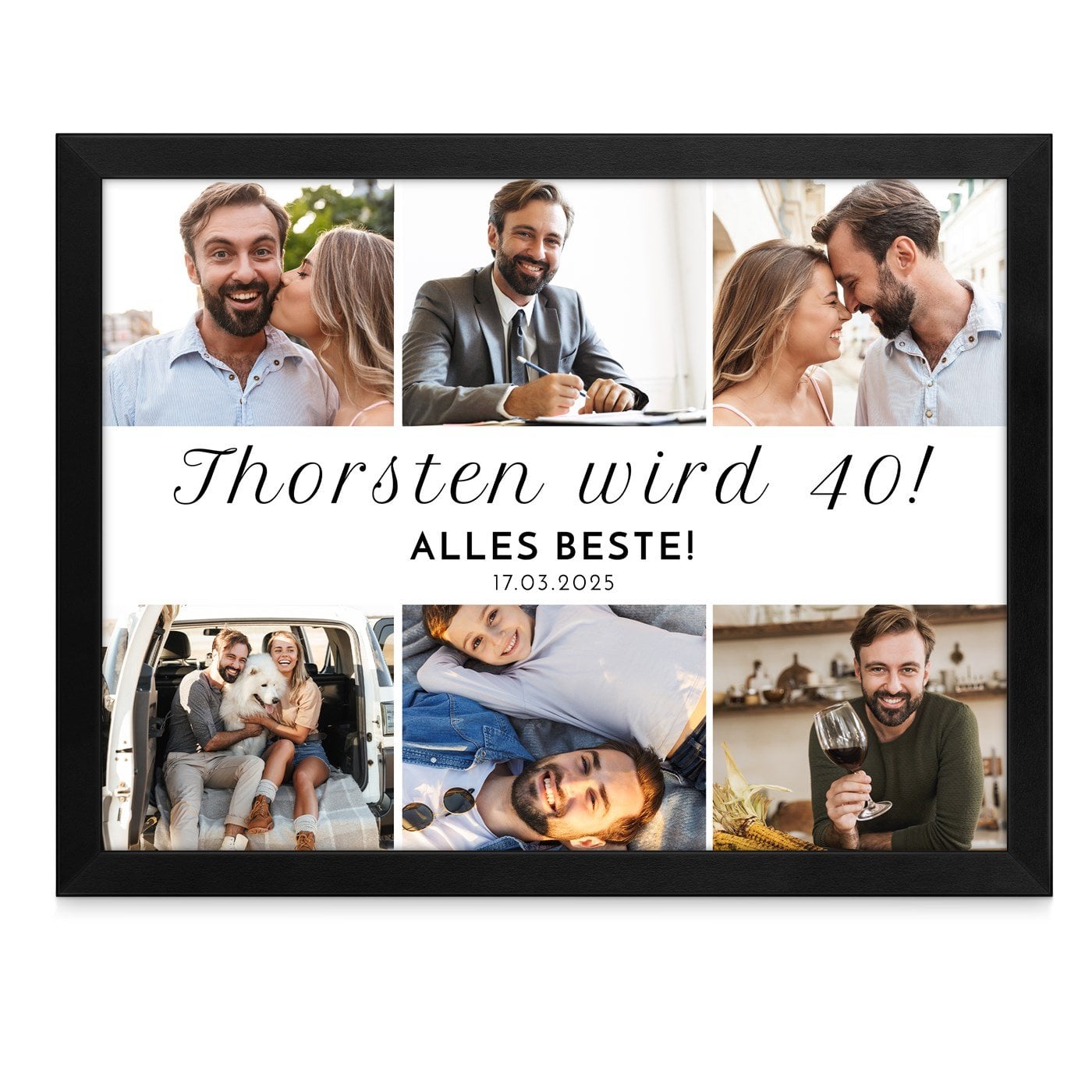 Personalisiertes Wandbildposter mit eigenem Foto für ihn zum 40. Geburtstag