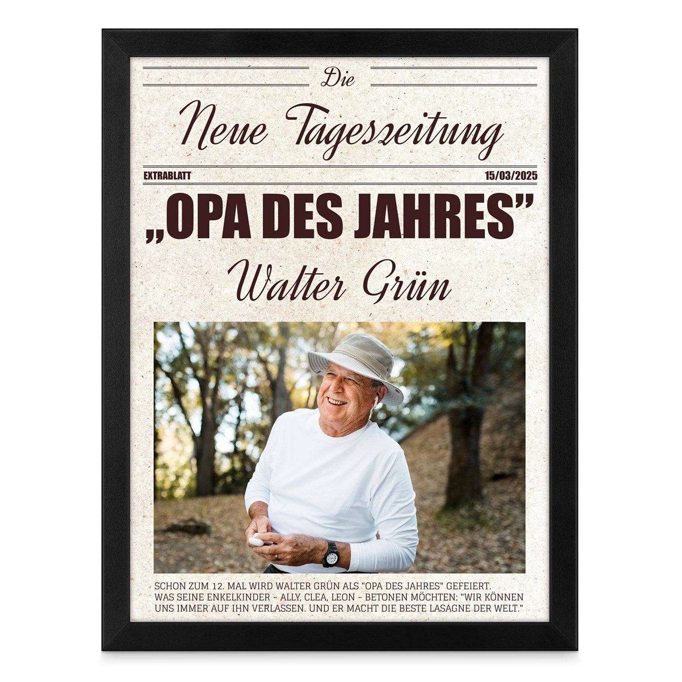 Personalisiertes Wandbildposter mit eigenem Foto für Ihren Opa zum Opatag