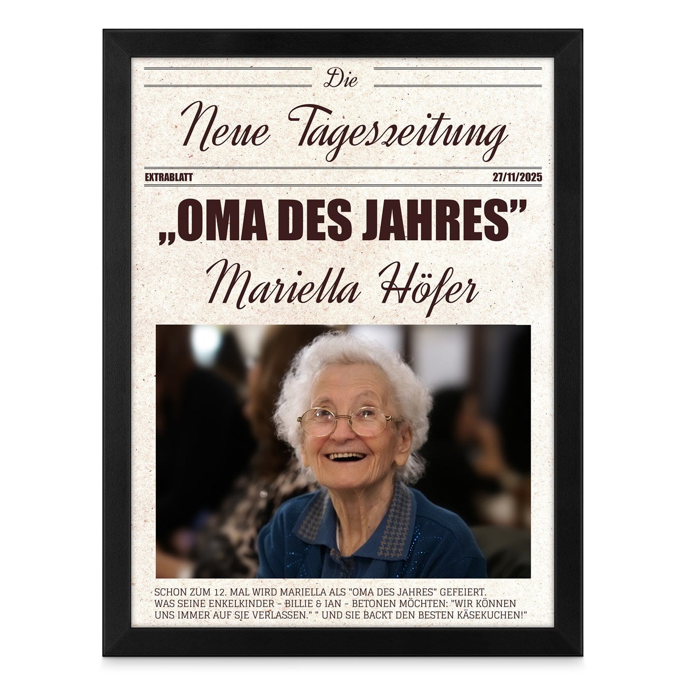 Personalisiertes Wandbildposter mit eigenem Foto für Ihre Oma zum Omatag