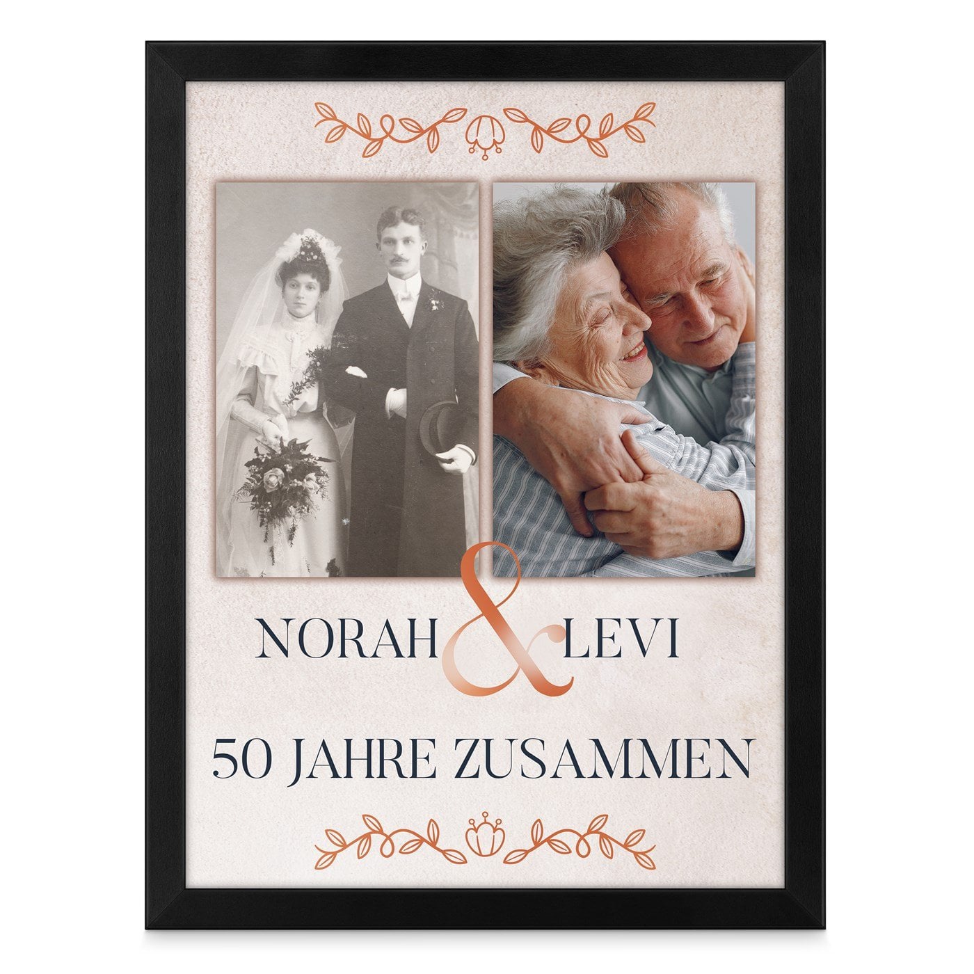 Personalisiertes Wandbildposter mit eigenem Foto für ein Paar zum 50. Hochzeitstag